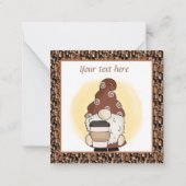 schattig koffiegnome voeg tekst toe notitiekaartje (Voorkant)