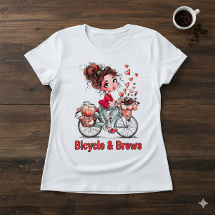 Schattig koffiemeisje op fiets – Romantisch hart  Tri-Blend Shirt