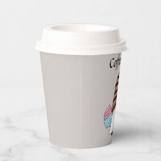schattig koffietijd gnoom tekst toe te voegen papieren bekers (Rechts)