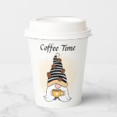 schattig koffietijdstip om tekst toe te voegen Pap Papieren Bekers (Voorkant)