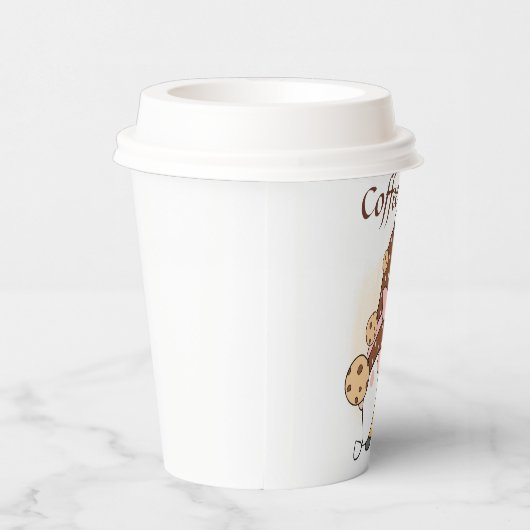 schattig koffietijdstip om tekst toe te voegen Pap Papieren Bekers (Rechts)