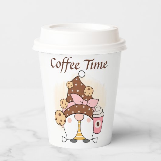 schattig koffietijdstip om tekst toe te voegen Pap Papieren Bekers (Voorkant)