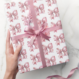 Schattig Koket Roze Strik Patroon Cadeaupapier