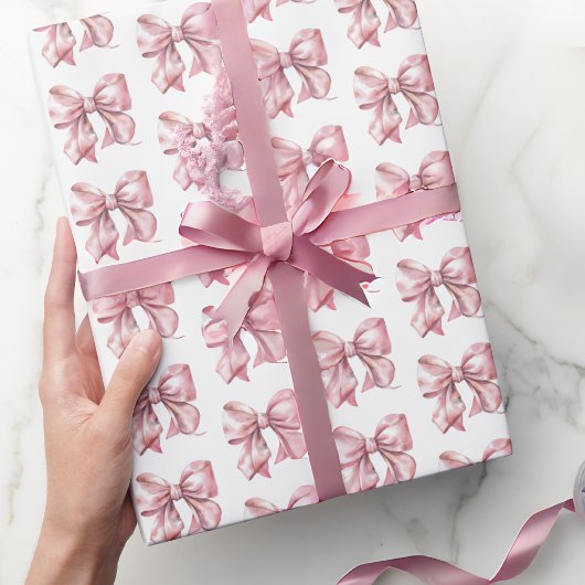 Schattig Koket Roze Strik Patroon Cadeaupapier