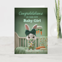 Schattig Konijn Baby in Groen Gefeliciteerd met de