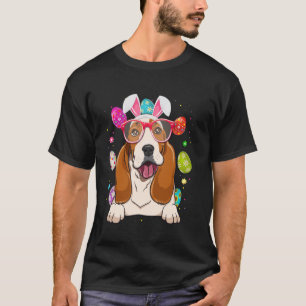 Schattig Konijn Basset Hound Hond Gezicht Paaseier T-shirt