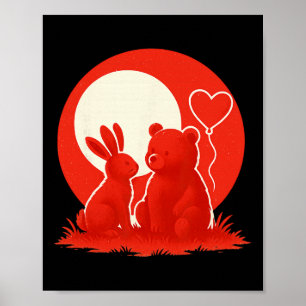 Schattig Konijn Beer Koppel Valentijnsdag Geliefde Poster