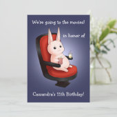 schattig konijn Birthday in de bioscoop Kaart (Staand voorkant)