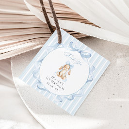 Schattig Konijn, Blauwe Strik, Blauwe Strepen, Eer Bedankjes Labels