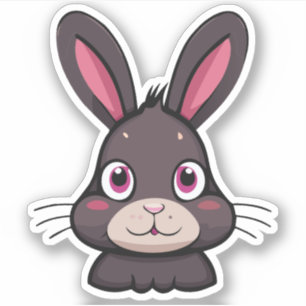 Schattig Konijn Cartoon Karakter Sticker