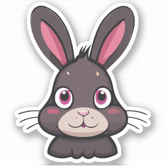 Schattig Konijn Cartoon Karakter Sticker (Voorkant)