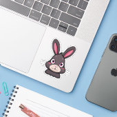 Schattig Konijn Cartoon Karakter Sticker (Laptop met iPhone)