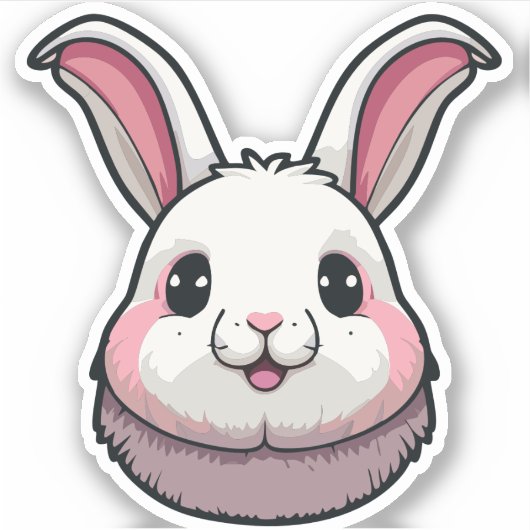 Schattig Konijn Cartoon Karakter Sticker (Voorkant)