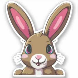 Schattig Konijn Cartoon Karakter Sticker