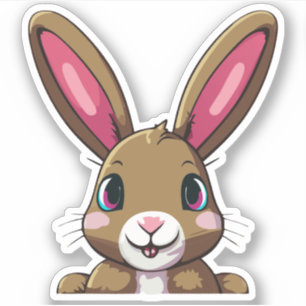 Schattig Konijn Cartoon Karakter Sticker