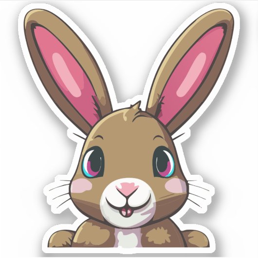 Schattig Konijn Cartoon Karakter Sticker (Voorkant)