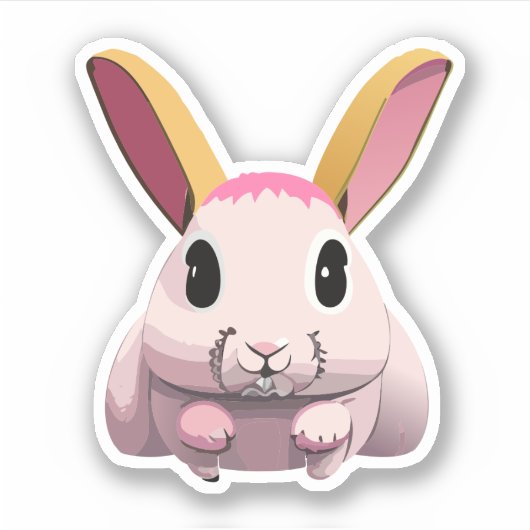 Schattig Konijn Cartoon Karakter Sticker (Voorkant)
