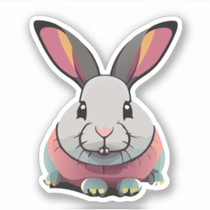 Schattig Konijn Cartoon Karakter Sticker