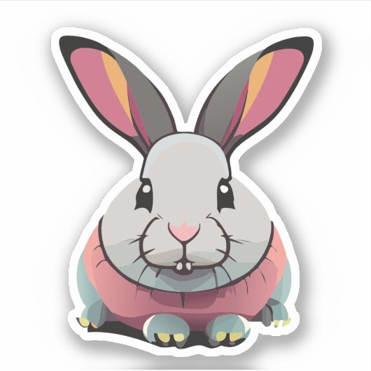 Schattig Konijn Cartoon Karakter Sticker (Voorkant)