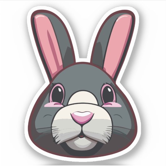Schattig Konijn Cartoon Karakter Sticker (Voorkant)