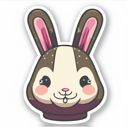 Schattig Konijn Cartoon Karakter Sticker (Voorkant)