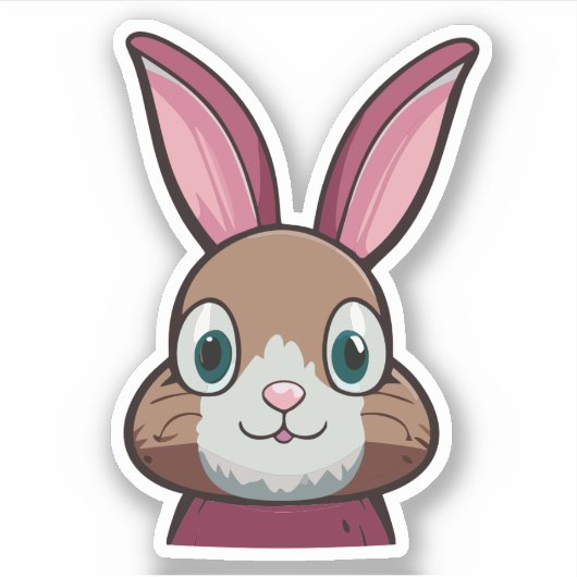 Schattig Konijn Cartoon Karakter Sticker (Voorkant)