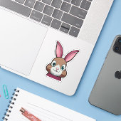 Schattig Konijn Cartoon Karakter Sticker (Laptop met iPhone)
