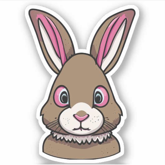 Schattig Konijn Cartoon Karakter Sticker (Voorkant)