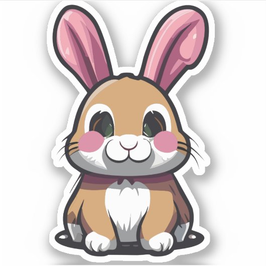 Schattig Konijn Cartoon Karakter Sticker (Voorkant)