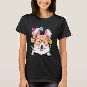Schattig Konijn Corgi Hond Gezicht Paaseieren Pase T-shirt