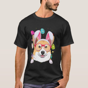 Schattig Konijn Corgi Hond Gezicht Paaseieren Pase T-shirt