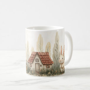 Schattig Konijn, Cottage, Paddenstoelen Sprookjes Koffiemok