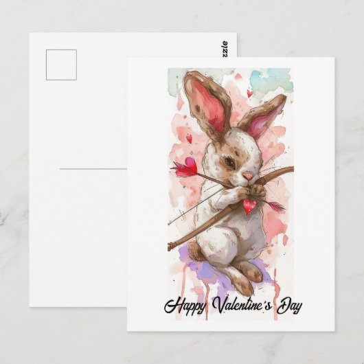 Schattig Konijn Cupido Valentijn Briefkaart (Voorkant / Achterkant)