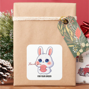Schattig Konijn Dank Je Wel Vierkante Sticker