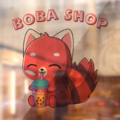 Schattig konijn dat bubble tea drinkt, boba thee raamsticker (Vel 2)
