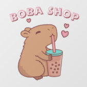Schattig konijn dat bubble tea drinkt, boba thee raamsticker (Vel)