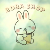 Schattig konijn dat bubble thee drinkt, boba thee raamsticker (Vel 3)