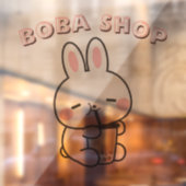 Schattig konijn dat bubble thee drinkt, boba thee raamsticker (Vel 2)