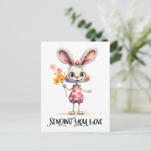 Schattig konijn dat je liefde stuurt briefkaart (Staand voorkant)