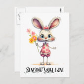 Schattig konijn dat je liefde stuurt briefkaart (Voorkant / Achterkant)