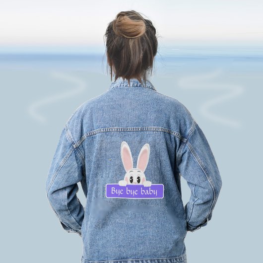 Schattig Konijn dat Kijkt met Bericht Denim Jacket