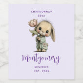 Schattig Konijn dat Wijn maakt met een Tulp Etiket (Enkel label)