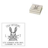 Schattig konijn Dier Monogram & Naam Retouradres Rubberstempel (Gestempeld)
