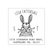 Schattig konijn Dier Monogram & Naam Retouradres Rubberstempel (Afrduk)