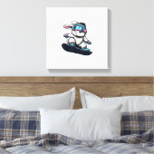 Schattig Konijn Doet Snowboardtruc Kinderen Ooster Canvas Afdruk (Insitu (Slaapkamer))