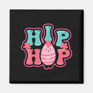 Schattig konijn eieren jacht hip hop gelukkig pase magneet