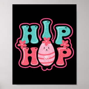 Schattig konijn eieren jacht hip hop gelukkig pase poster