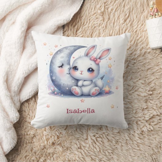 schattig konijn en de wassende maan kinderen kussen (Deken)