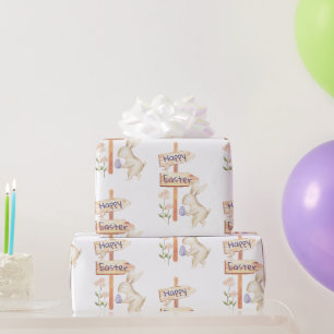 Schattig Konijn en Ei Gelukkig Pasen Cadeaupapier