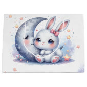 schattig konijn en halve maan groot cadeauzakje (Voorkant)